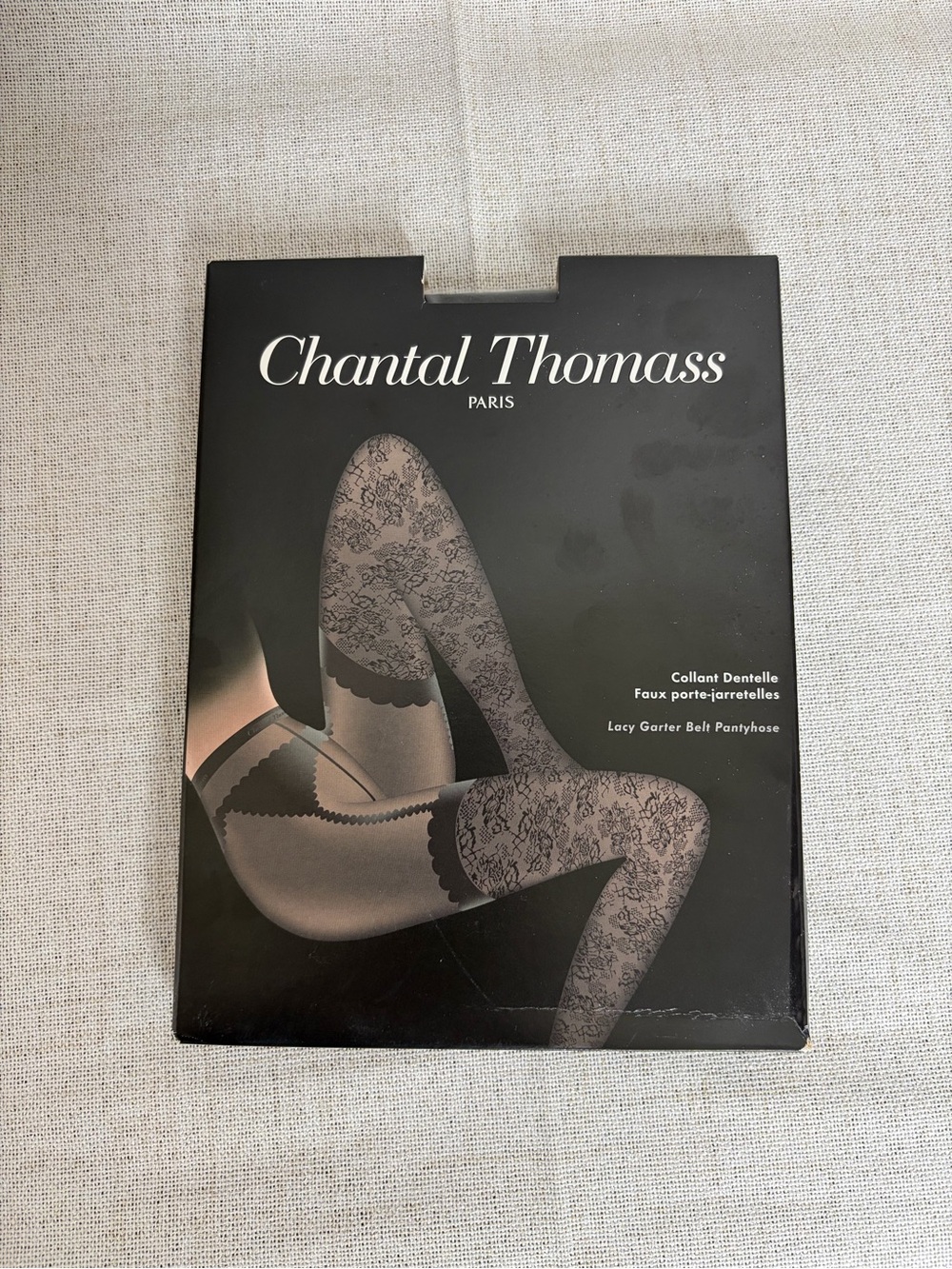 Chantal Thomass Black Lacy Garter Belt Pantyhose